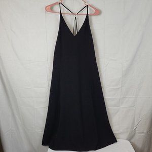 TopShop Women's‎ Size 2 Halter Vneck Plunge Midi Dress Black Strappy Back